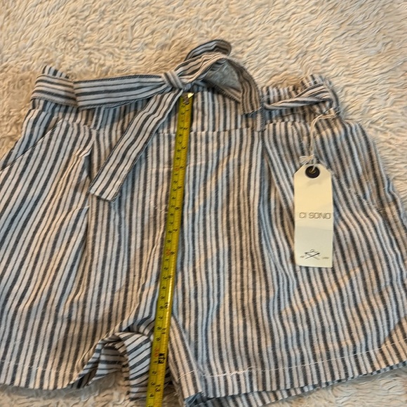 NWT Ci Sono Charcoal/White Striped Shorts Paperbag Waist Elastic size M - Picture 6 of 10